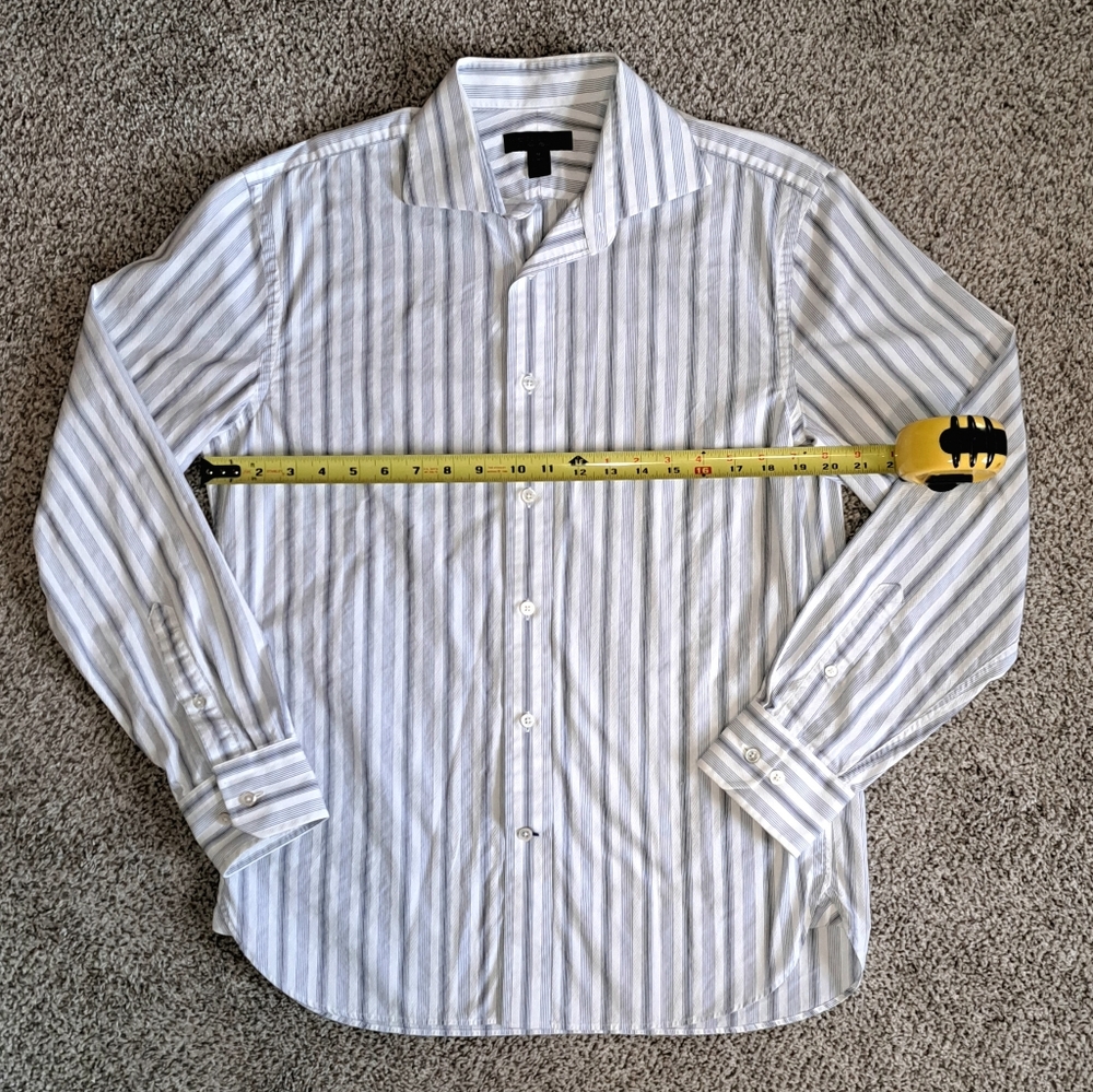 Express Design Studio Men's Blue and White Stripe Dress Shirt Size Medium - Picture 5 of 6
